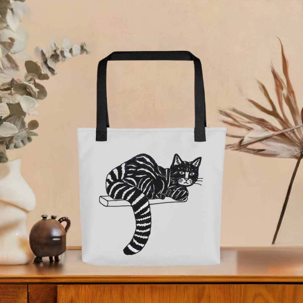 Striped Cat Tote Bag