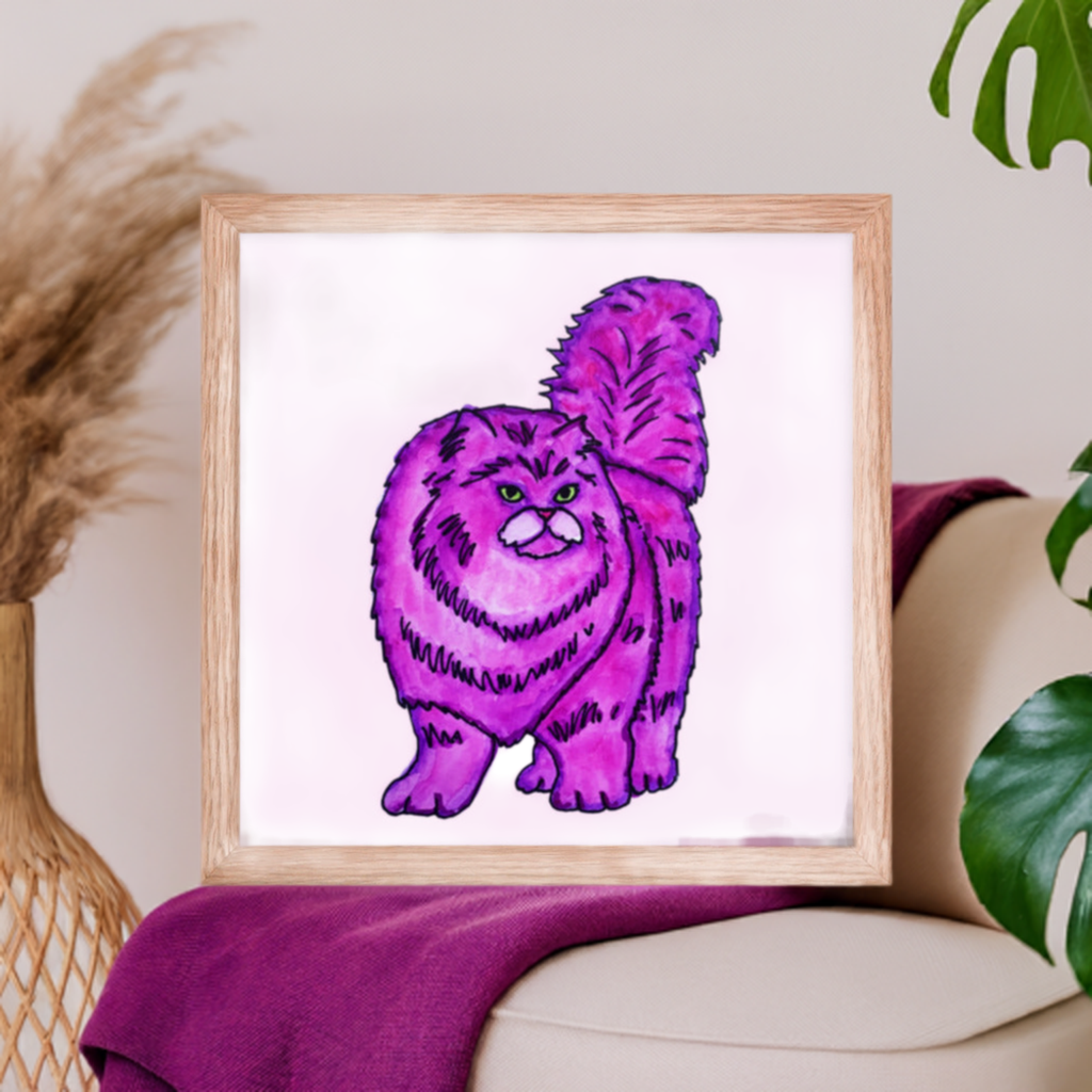 Pink Persian Cat Framed Poster 12x12