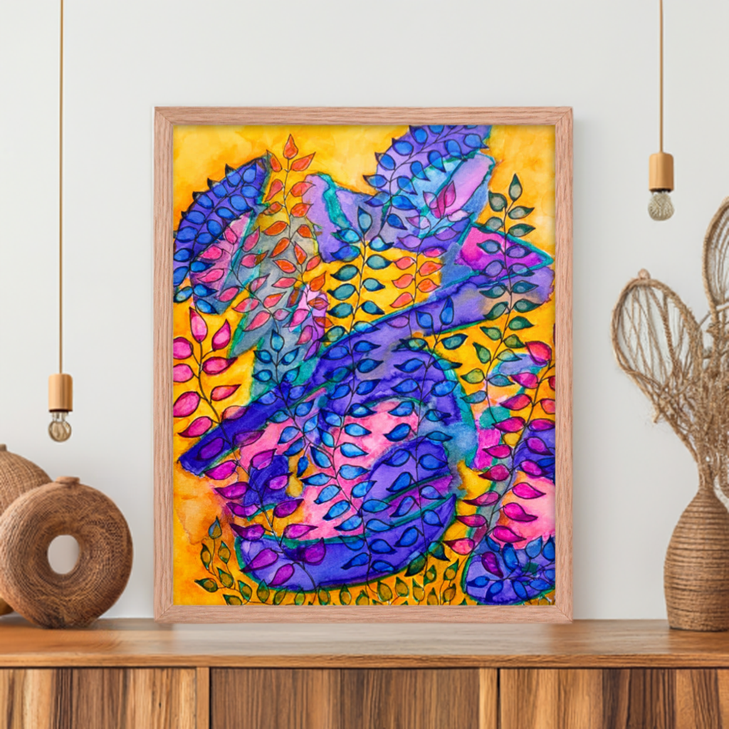 Sunrise Leaves Abstract Framed poster