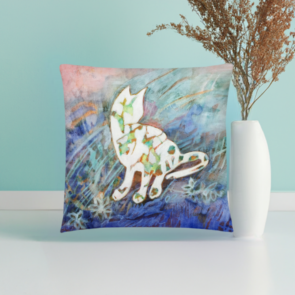 White Silhouette Cat Pillow