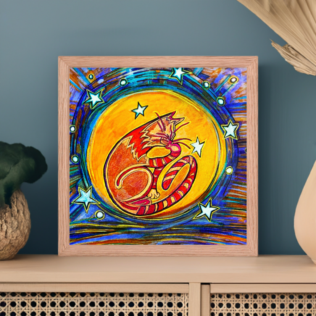 Moonlight Cat Framed Poster 12x12