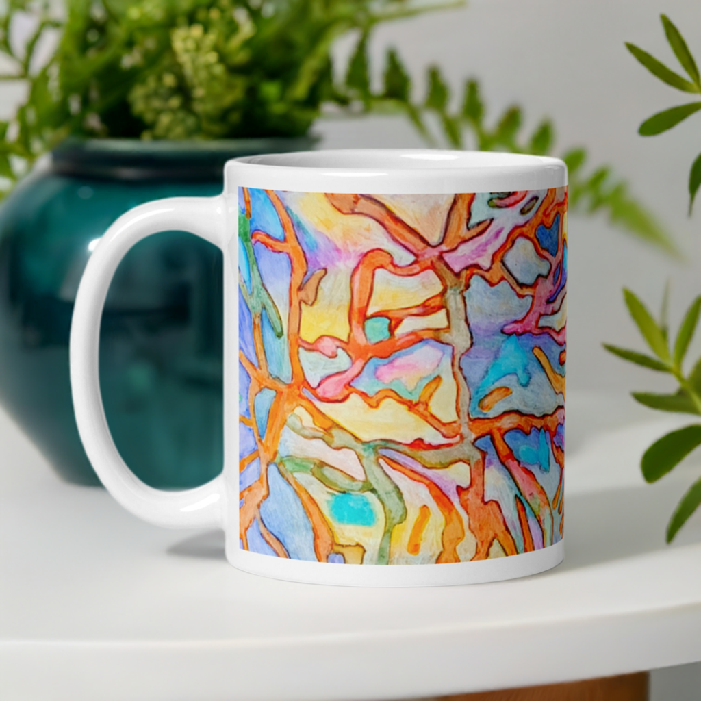 Coral Reef Abstract White glossy mug