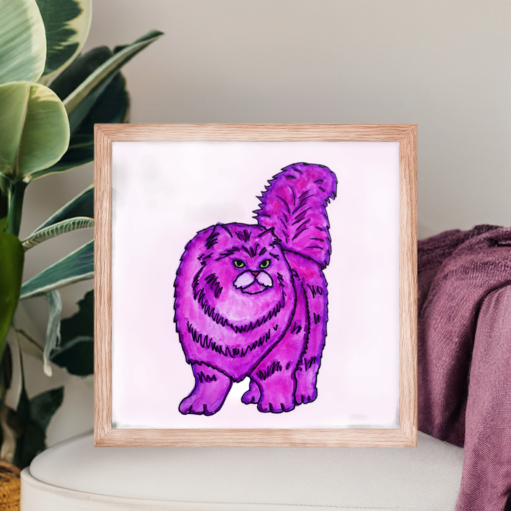 Pink Persian Cat Framed Poster 12x12