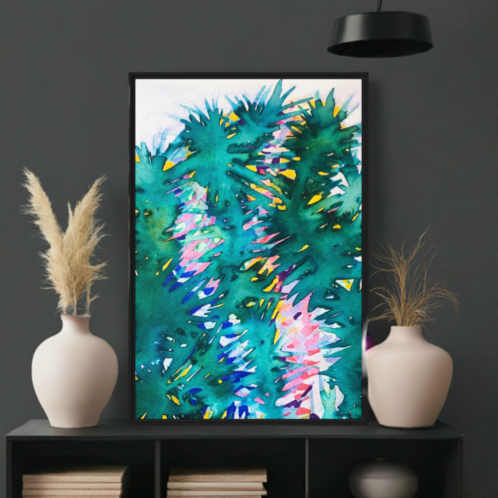 Looking Glass Leaves Framed Canvas