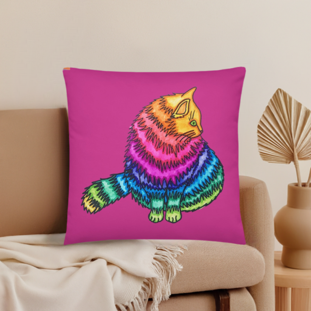 Rainbow Cat Pillow