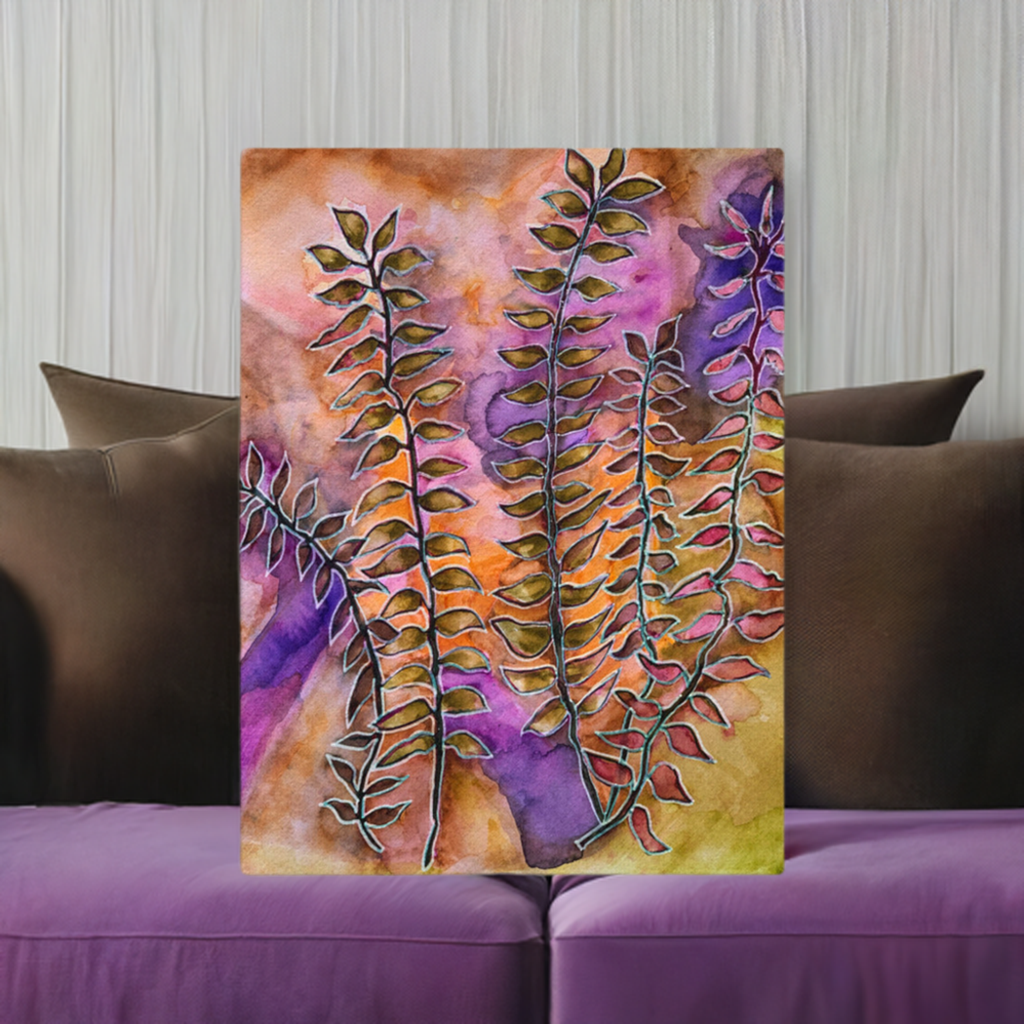 Night Street Leaves canvas wall print unframed