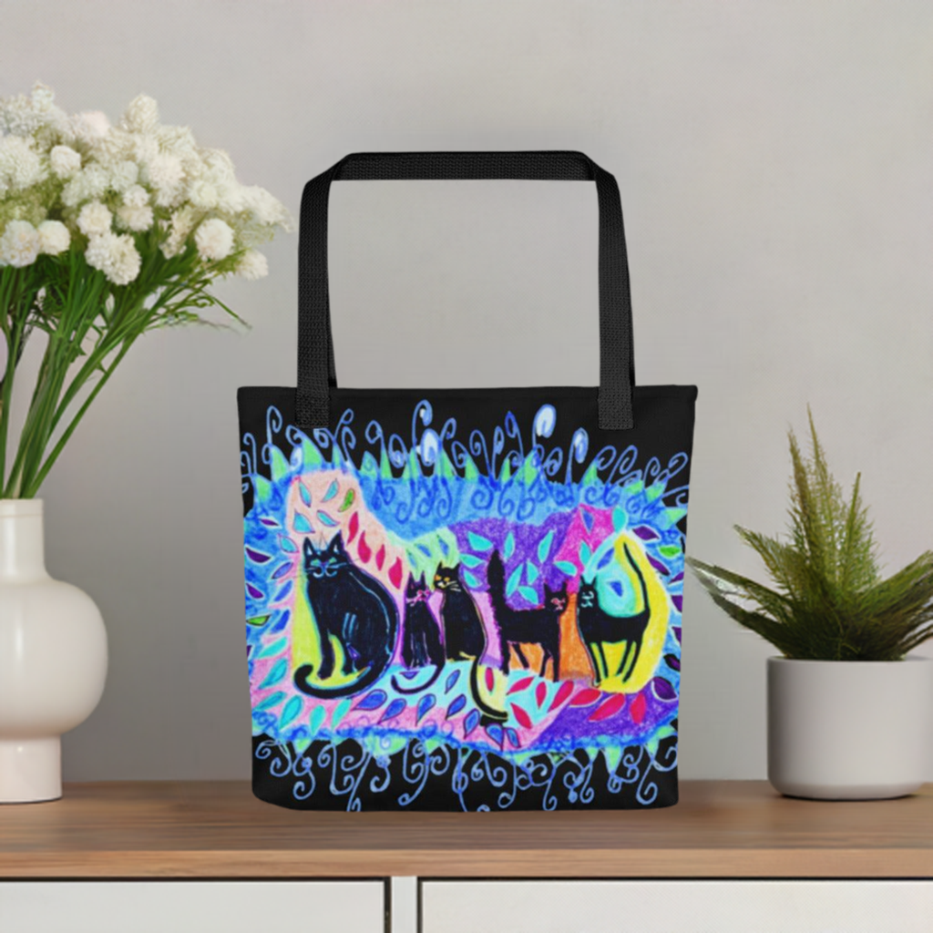 Five Black Cats Tote bag