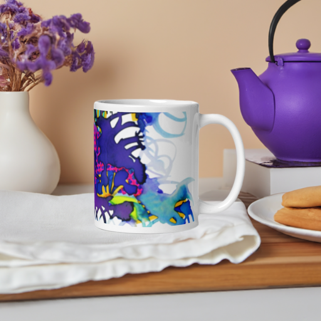 Tickles Abstract White glossy mug