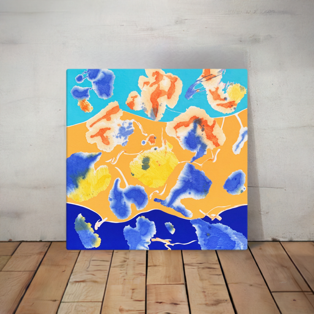 Day at the Beach Abstract  Large Art Canvas Print 37x37