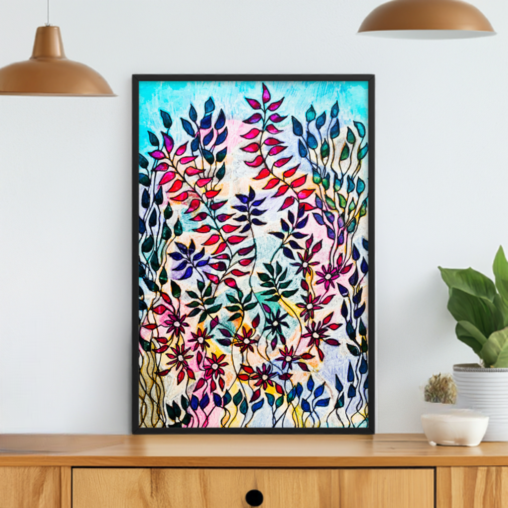 Flowering Leaves Framed Poster