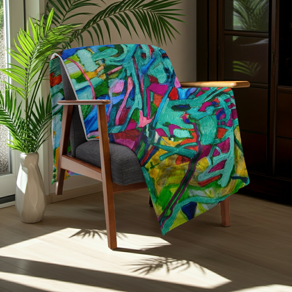 Overgrown Bridge Abstract Throw Blanket