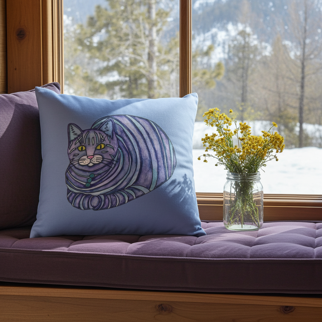 Big Blue Tabby Cat Pillow