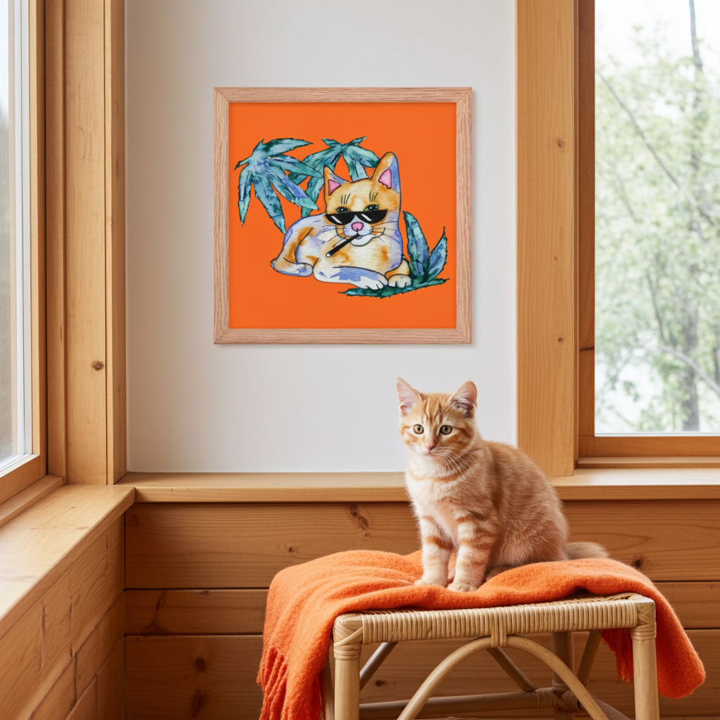 Cool Shade Cat Framed Poster 12x12