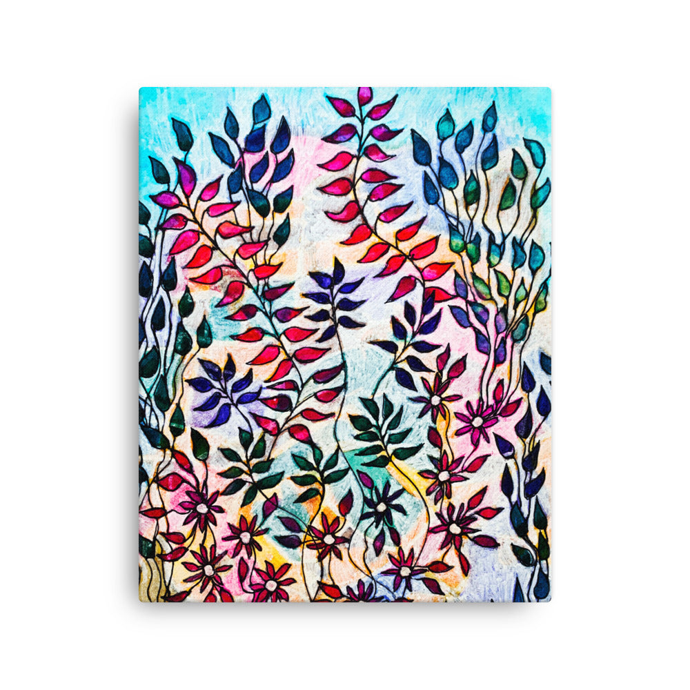 Flowering Leaves Canvas Print Unframed