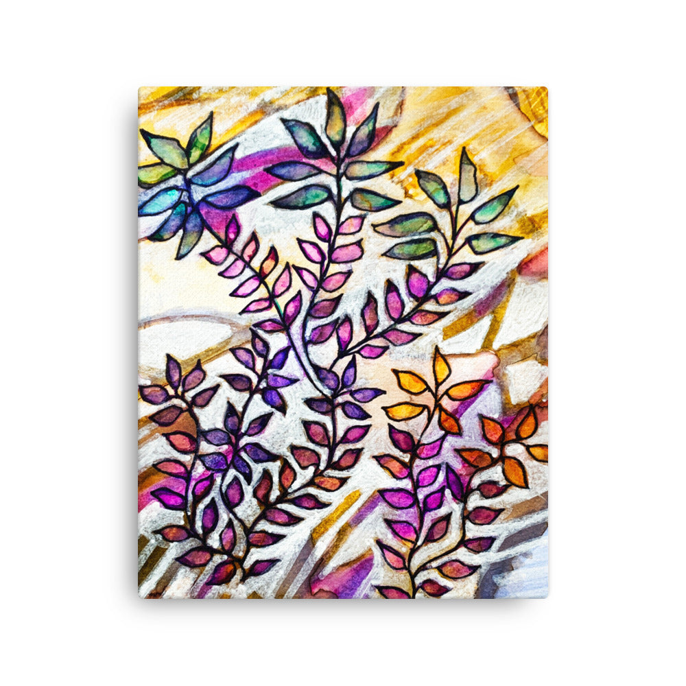 White Creek Leaves Canvas Print Unframed