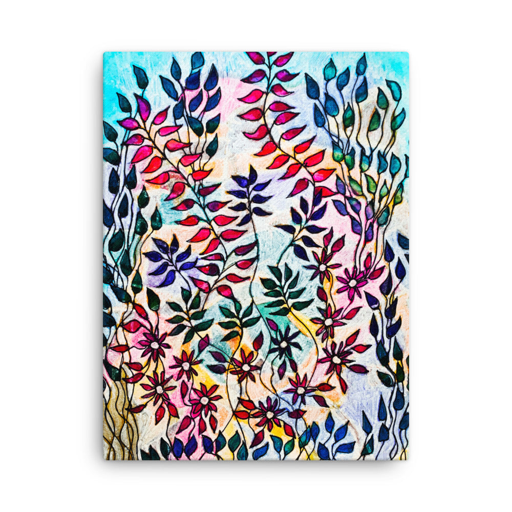Flowering Leaves Canvas Print Unframed