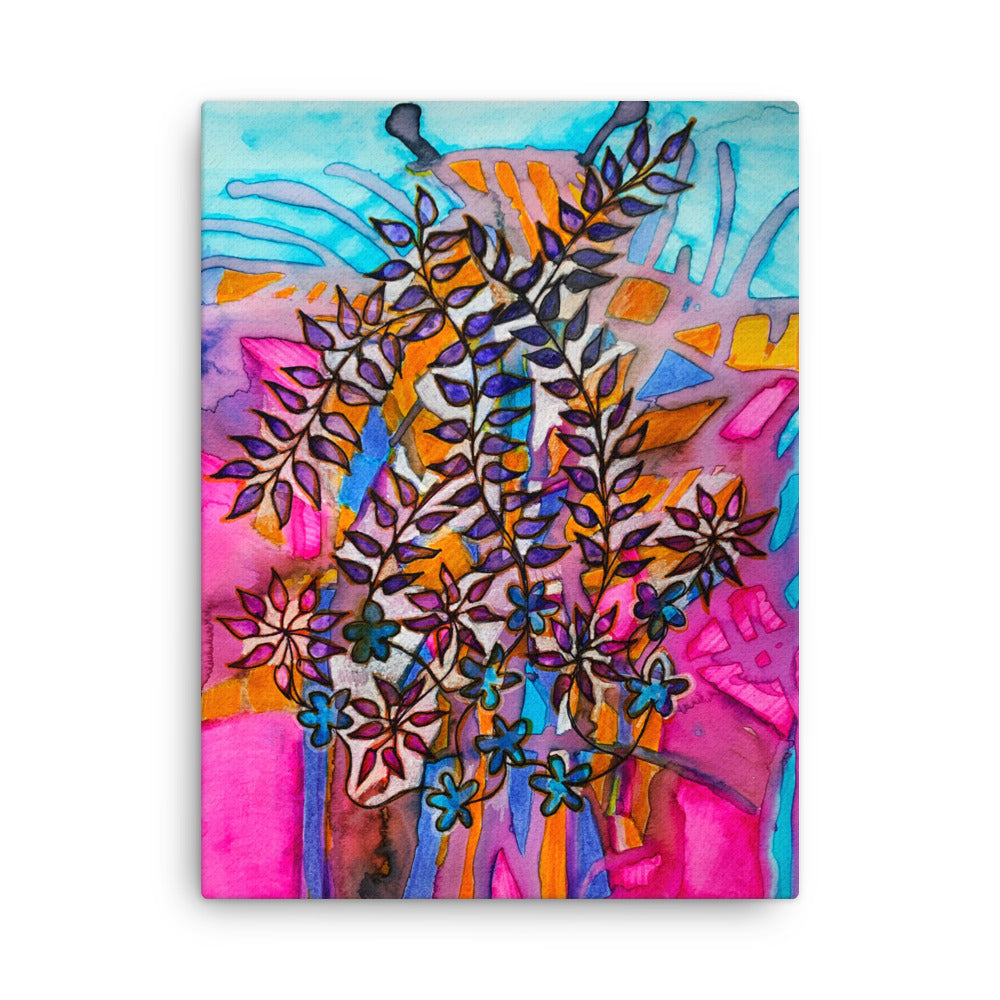 Pink Root Leaves Canvas Print Unframed