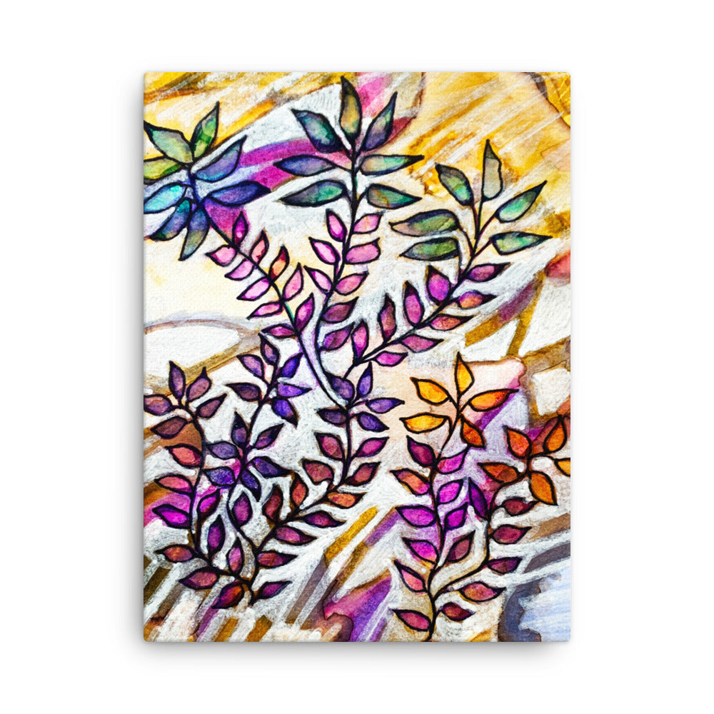 White Creek Leaves Canvas Print Unframed