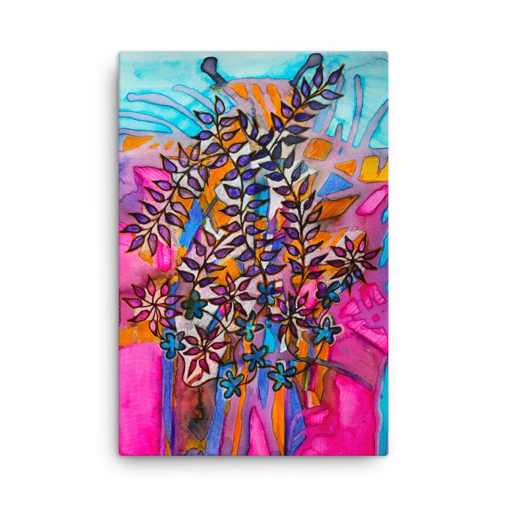 Pink Root Leaves Canvas Print Unframed