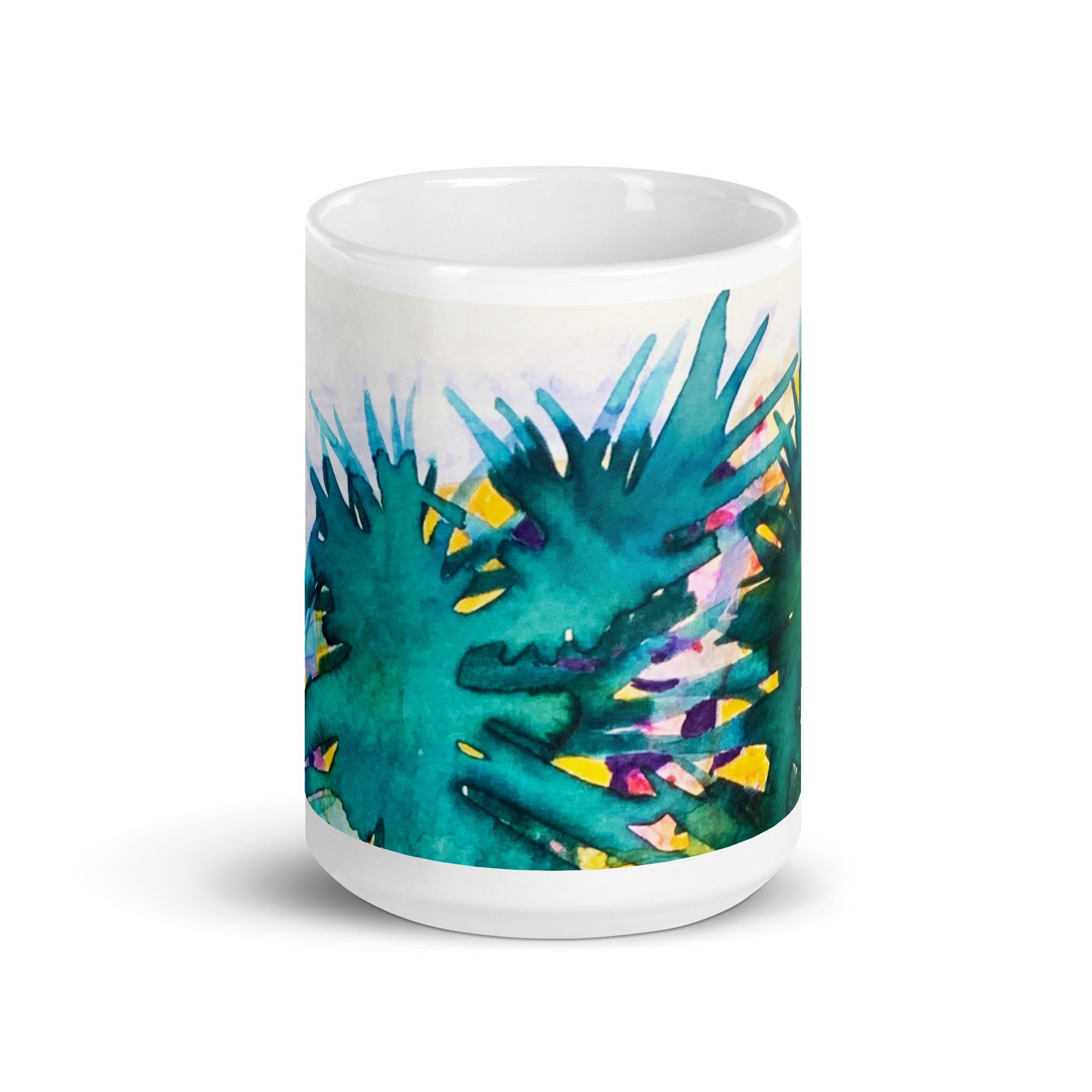 Looking Glass Leaves White glossy mug