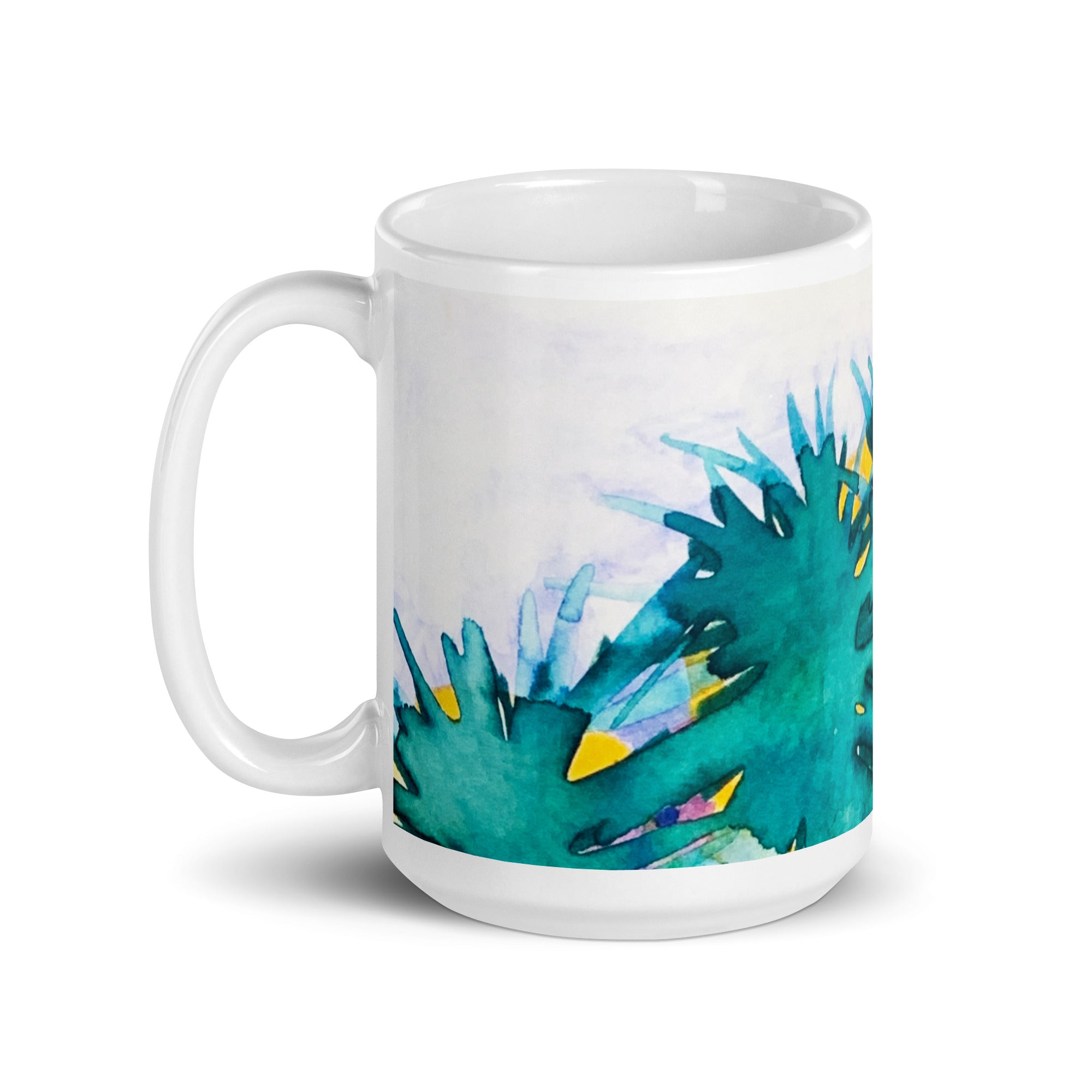 Looking Glass Leaves White glossy mug