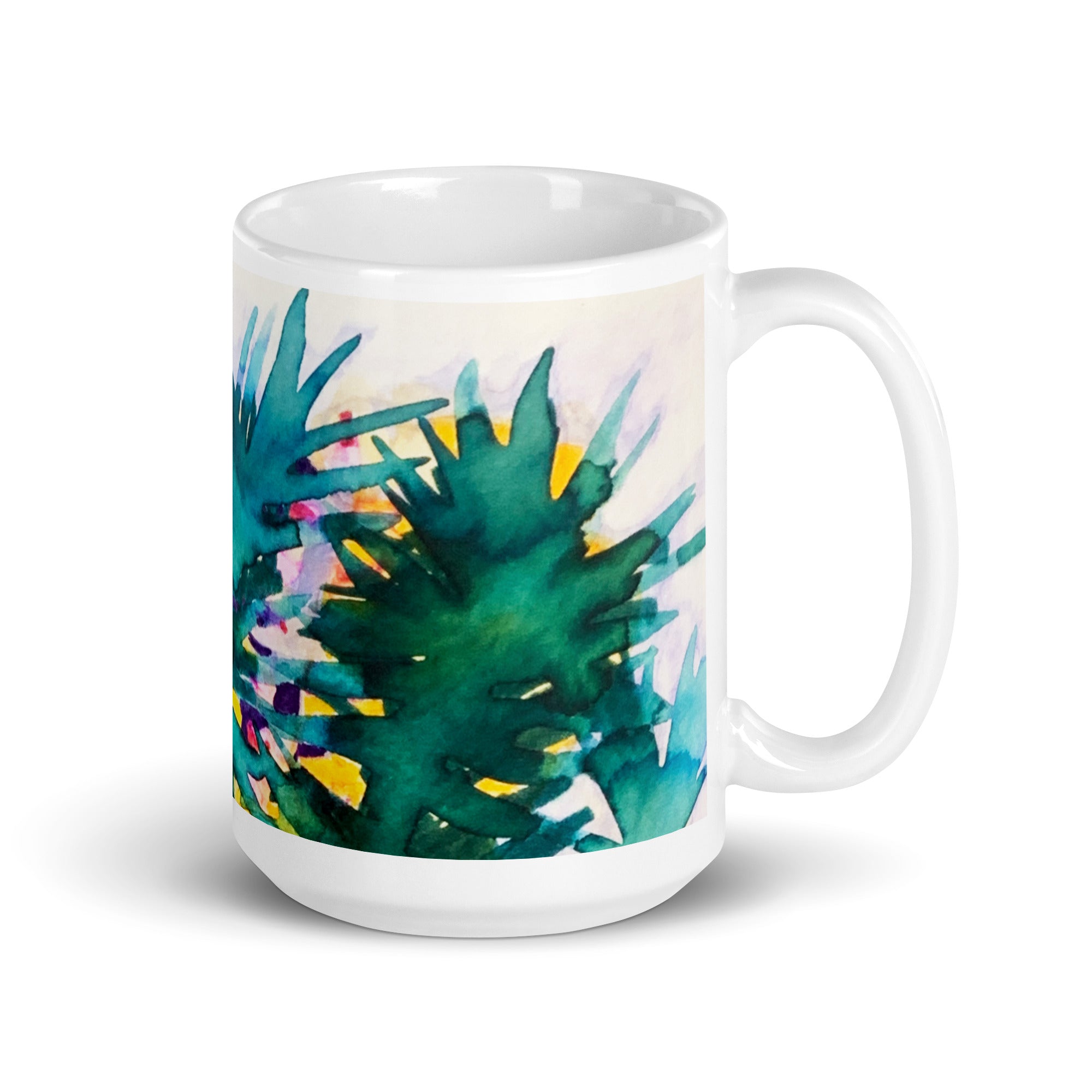 Looking Glass Leaves White glossy mug