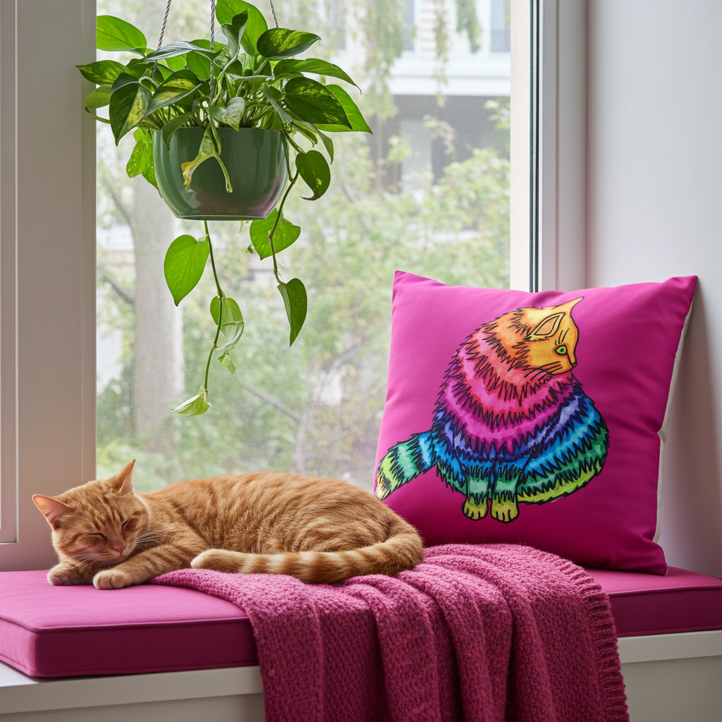 Rainbow Cat Pillow