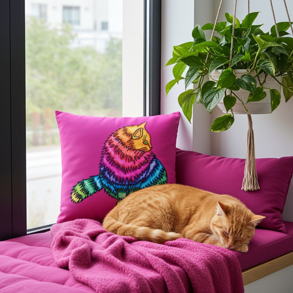 Rainbow Cat Pillow