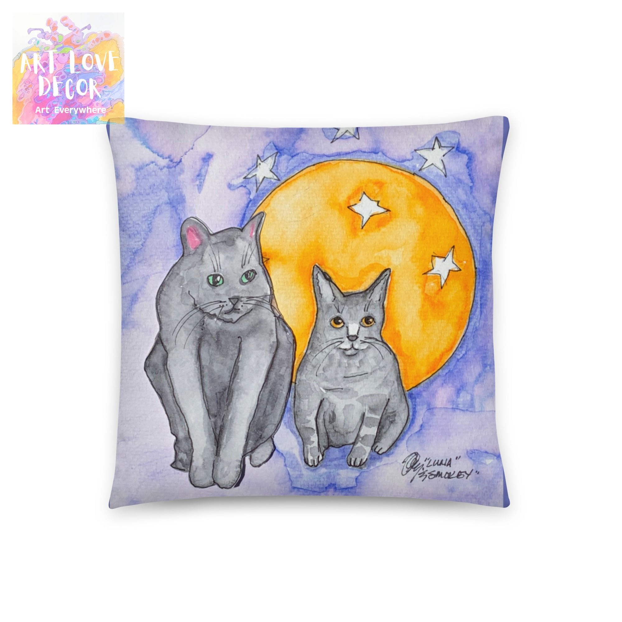 Moon Cats Pillow - Art Love Decor
