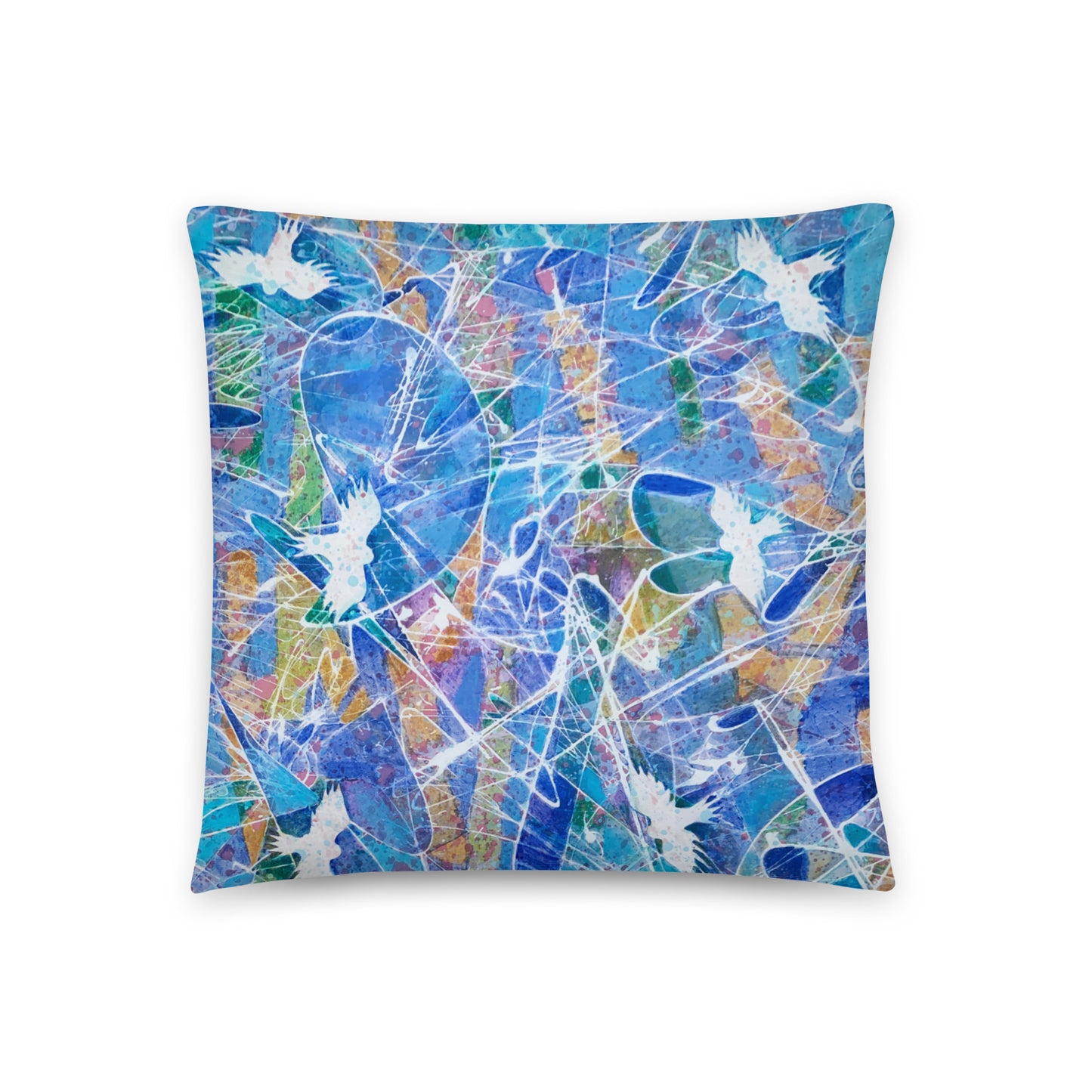 Flight Birds Blue Pillow