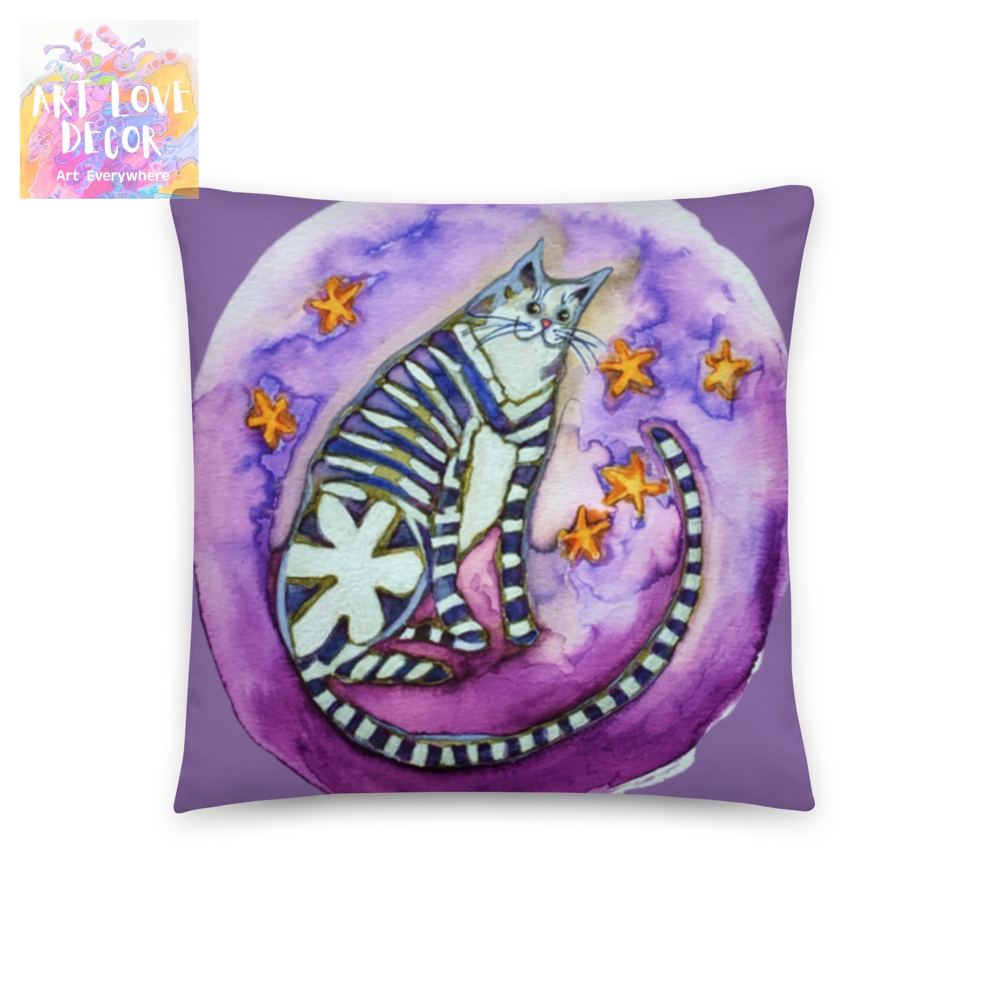 Tabby Tail Cat Pillow - Art Love Decor