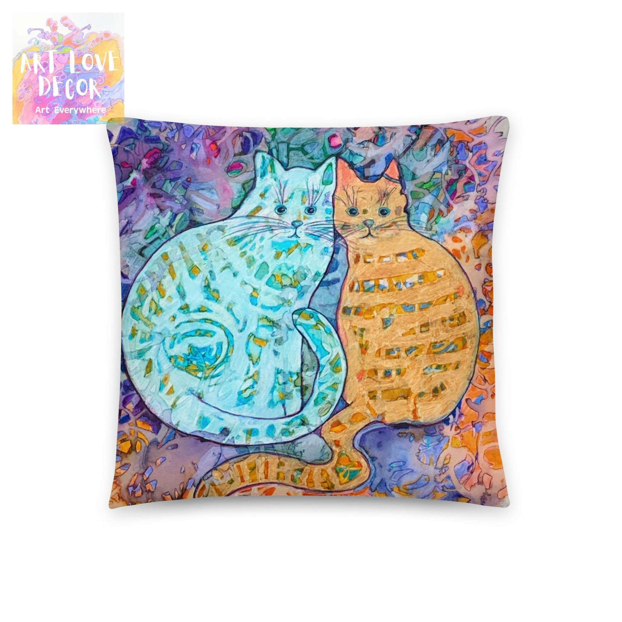 Cat Friends Pillow - Art Love Decor
