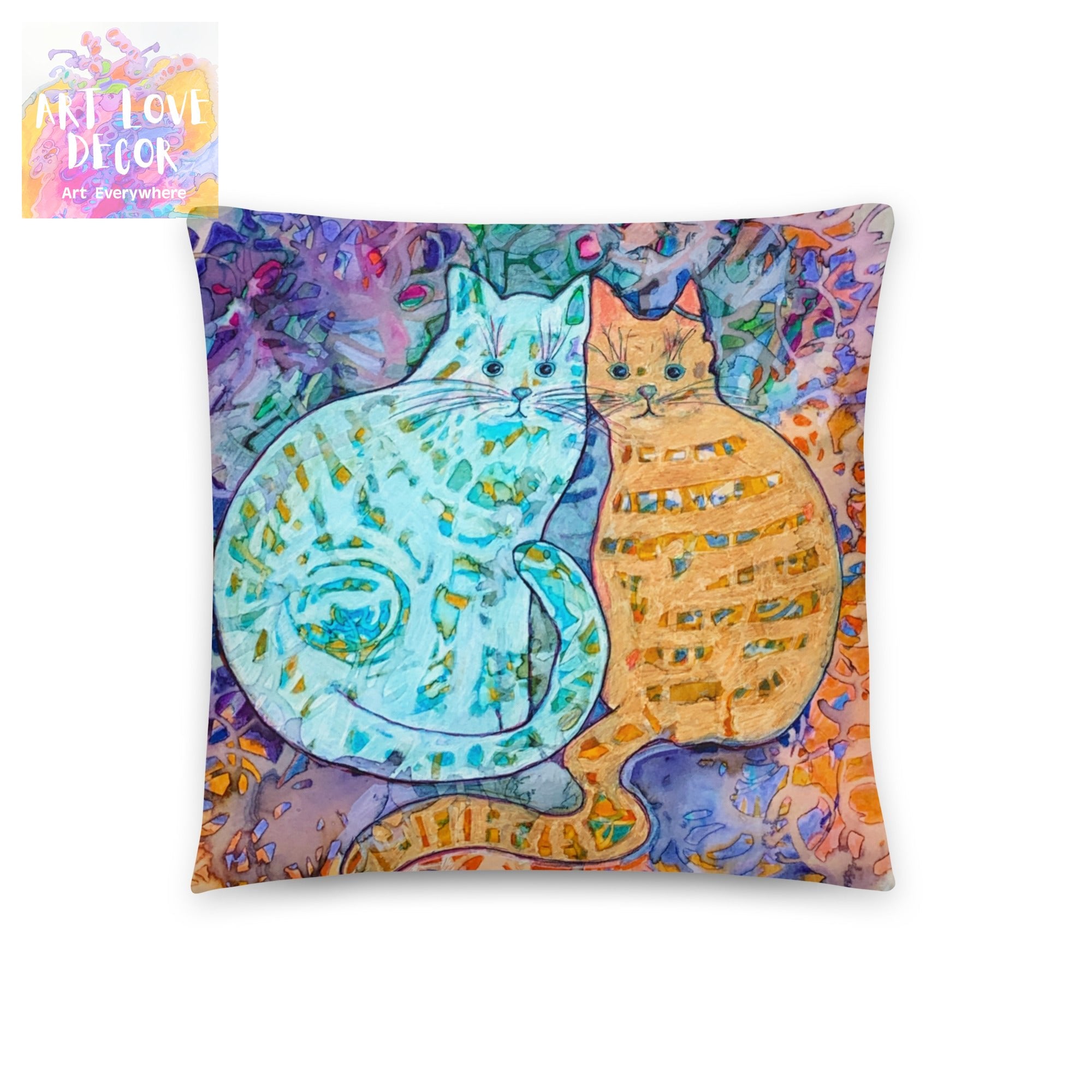 Cat Friends Pillow - Art Love Decor