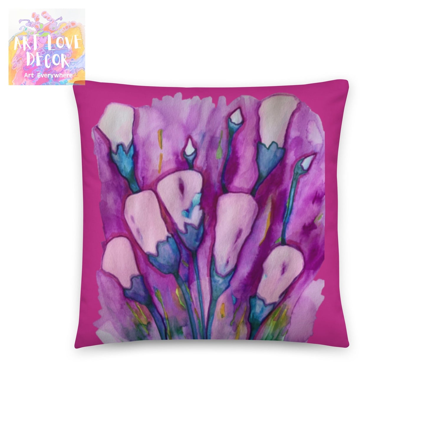 Pink Bell Flowers Pillow