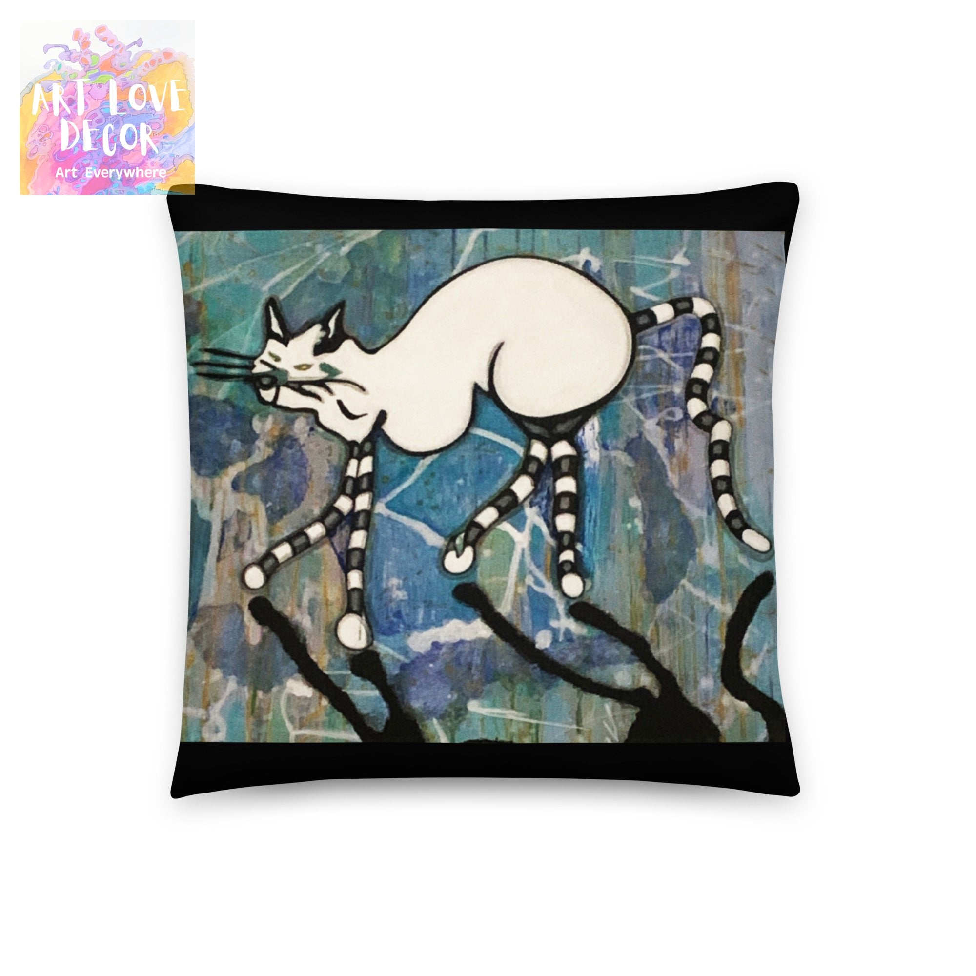 Dancing Cat Pillow - Art Love Decor