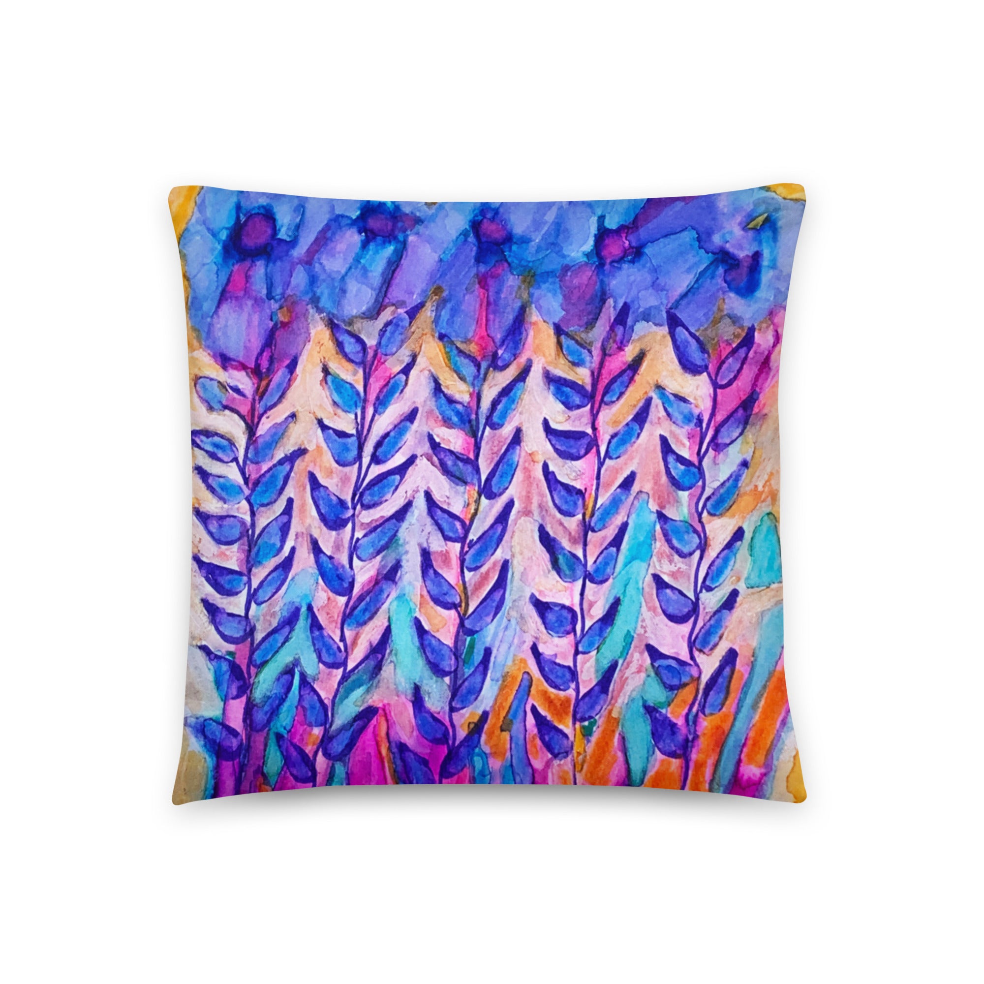 Blue Stems Flower Pillow - Art Love Decor