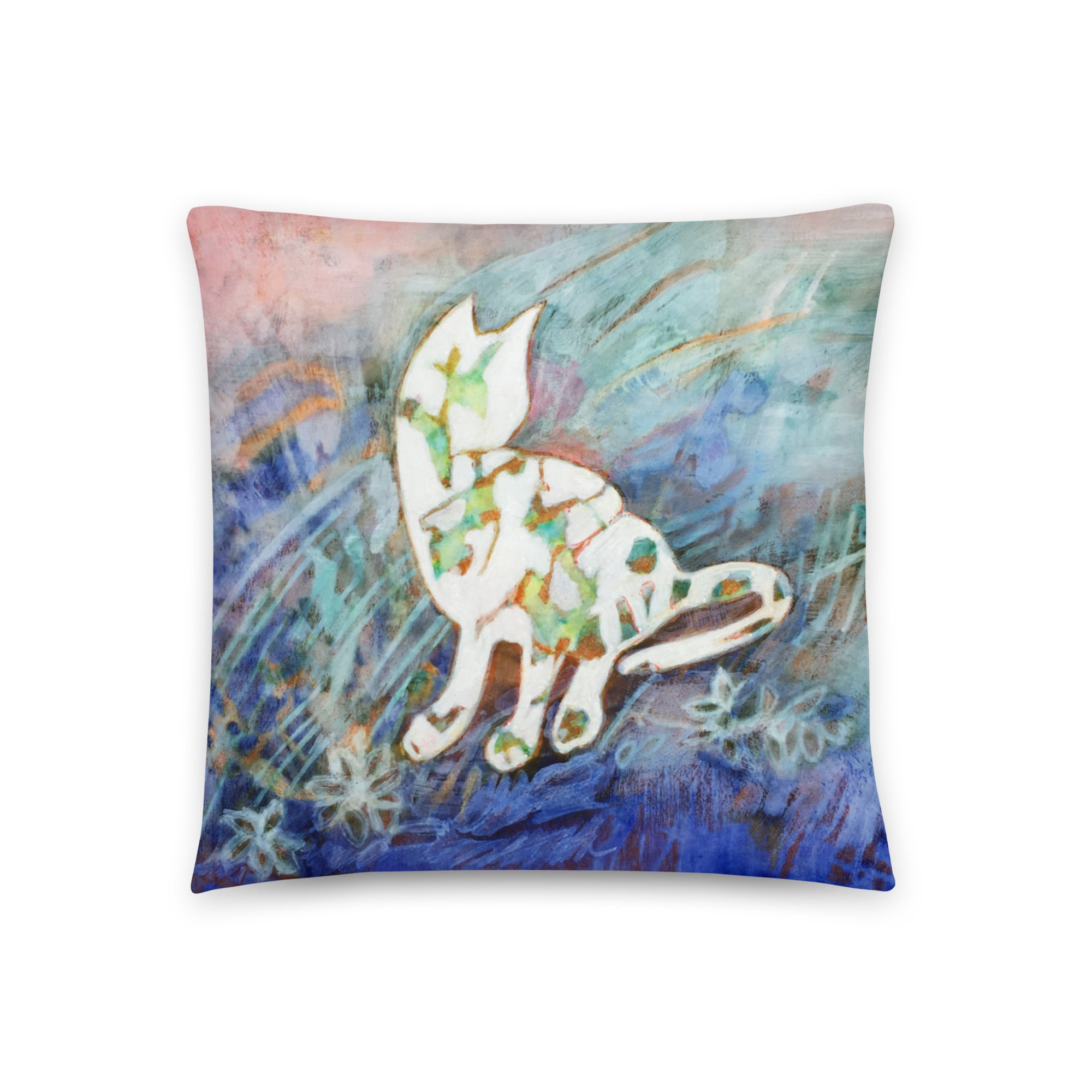 White Silhouette Cat Pillow - Art Love Decor