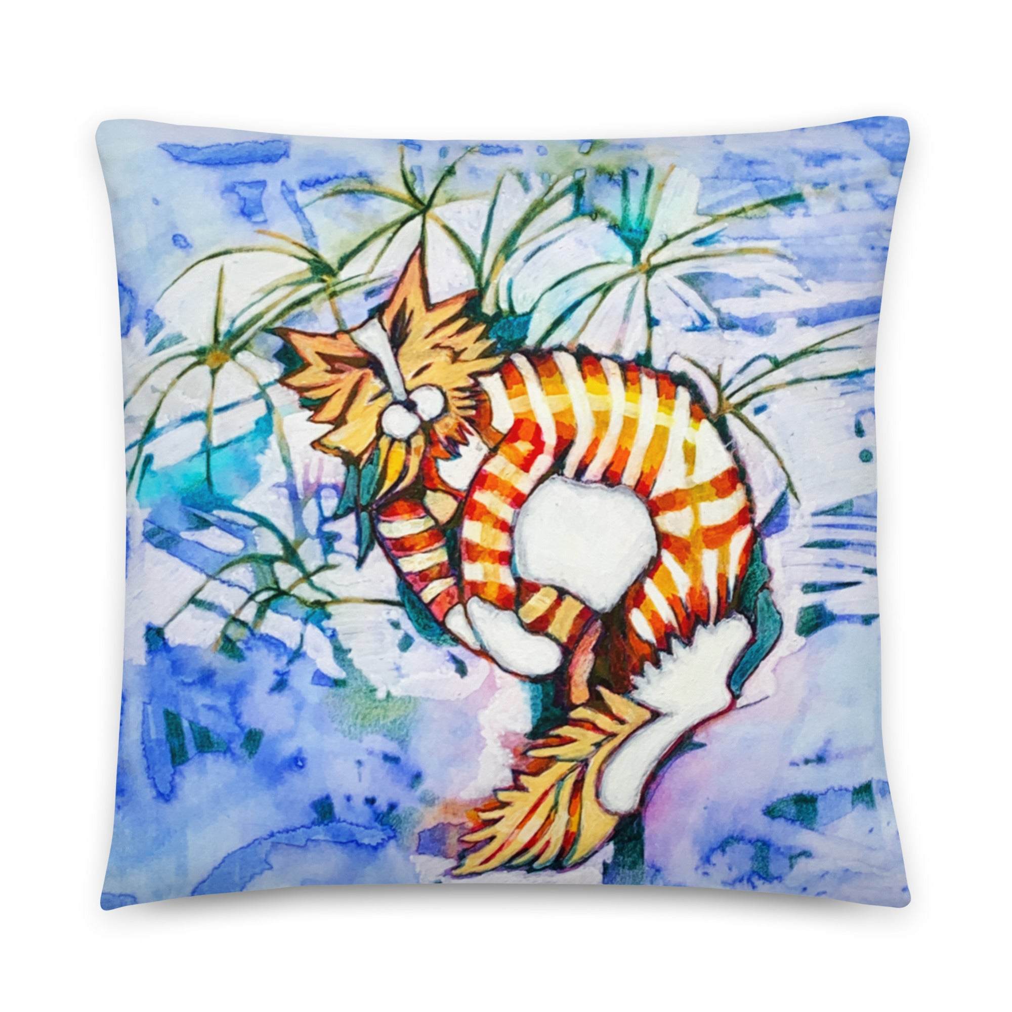 Sleepy Orange Tabby Pillow - Art Love Decor