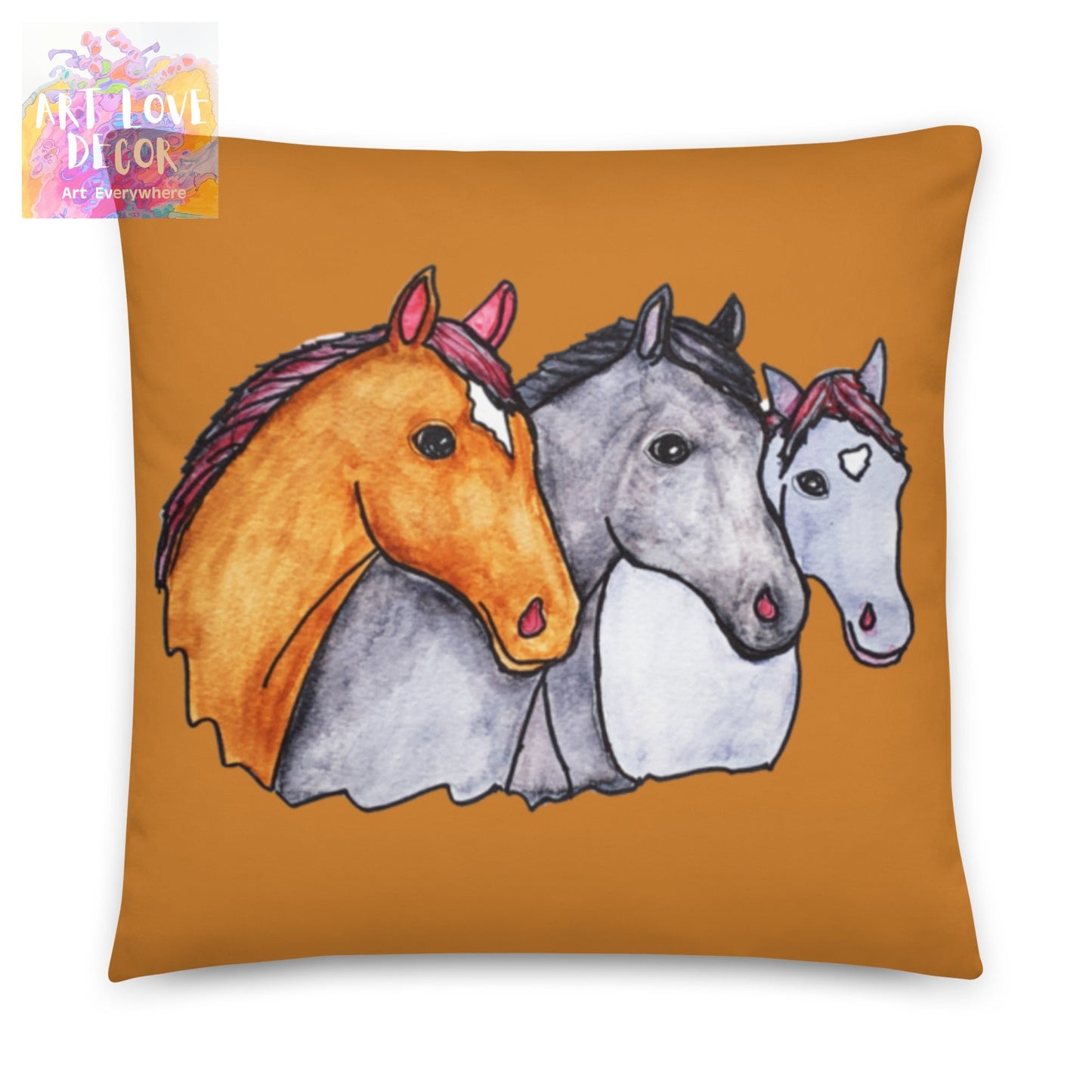 Three Horses Basic Pillow