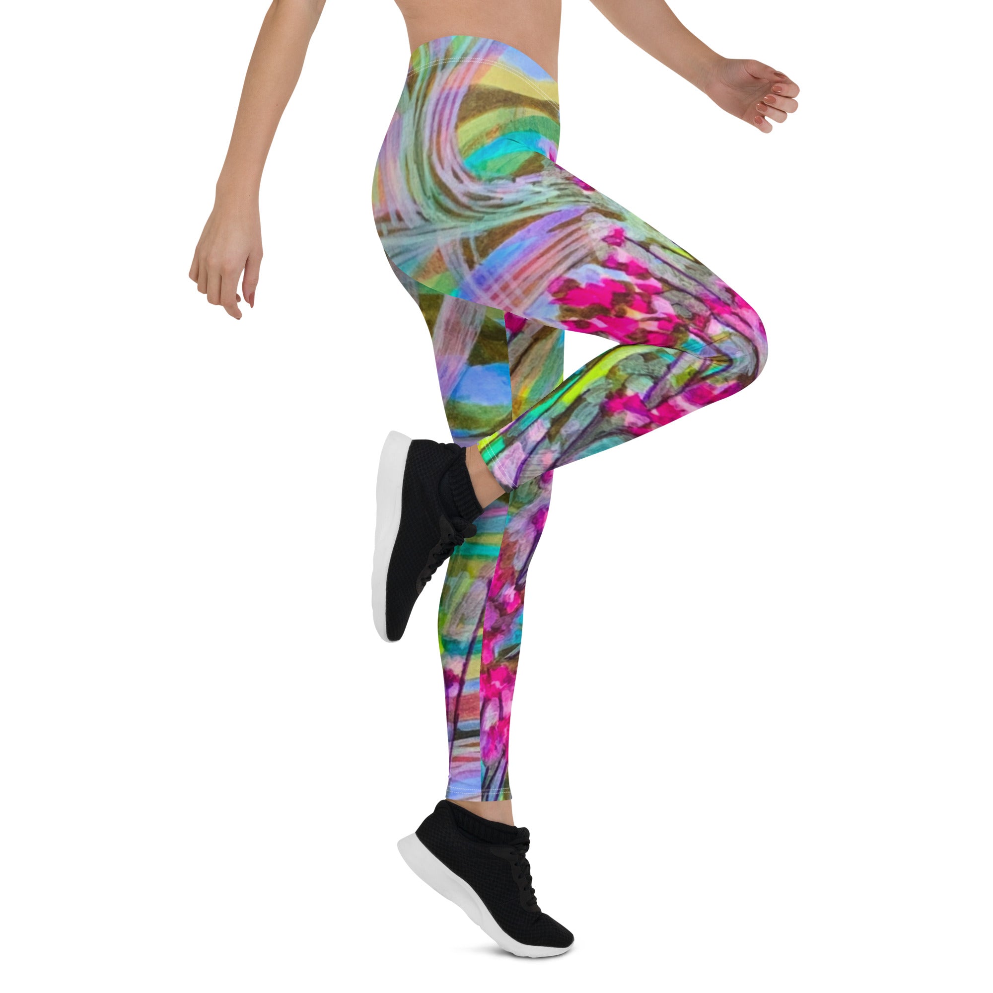 Blooming Pinks Abstract Leggings - Art Love Decor