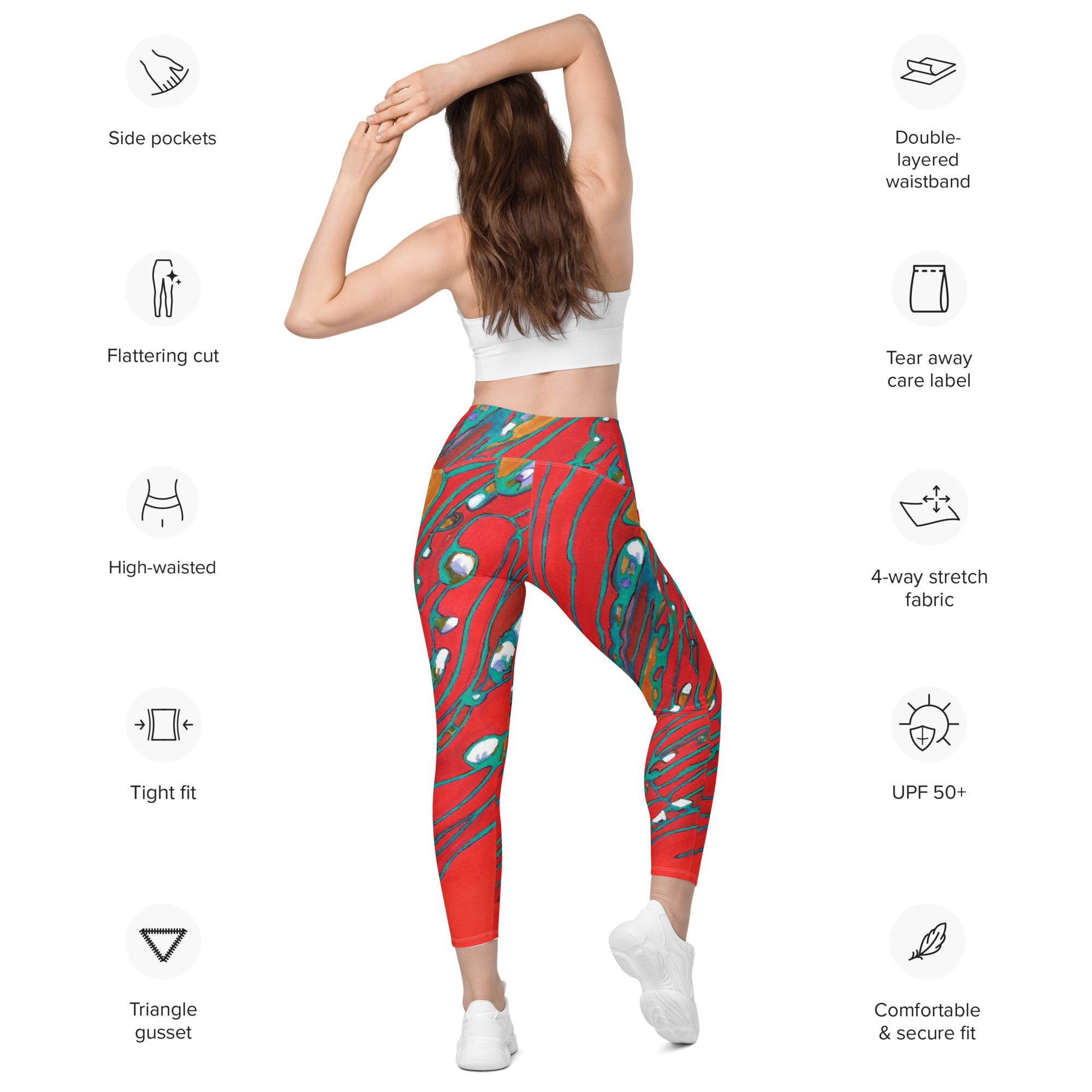 August Abstract Leggings with pockets - Art Love Decor