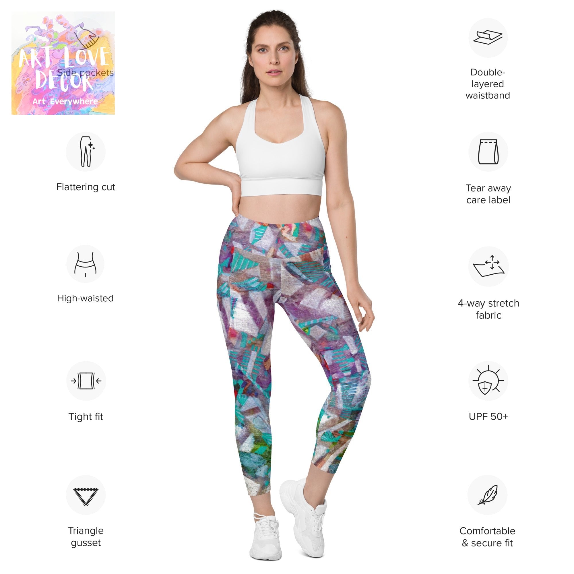 Rising Fog Abstract Leggings with pockets - Art Love Decor