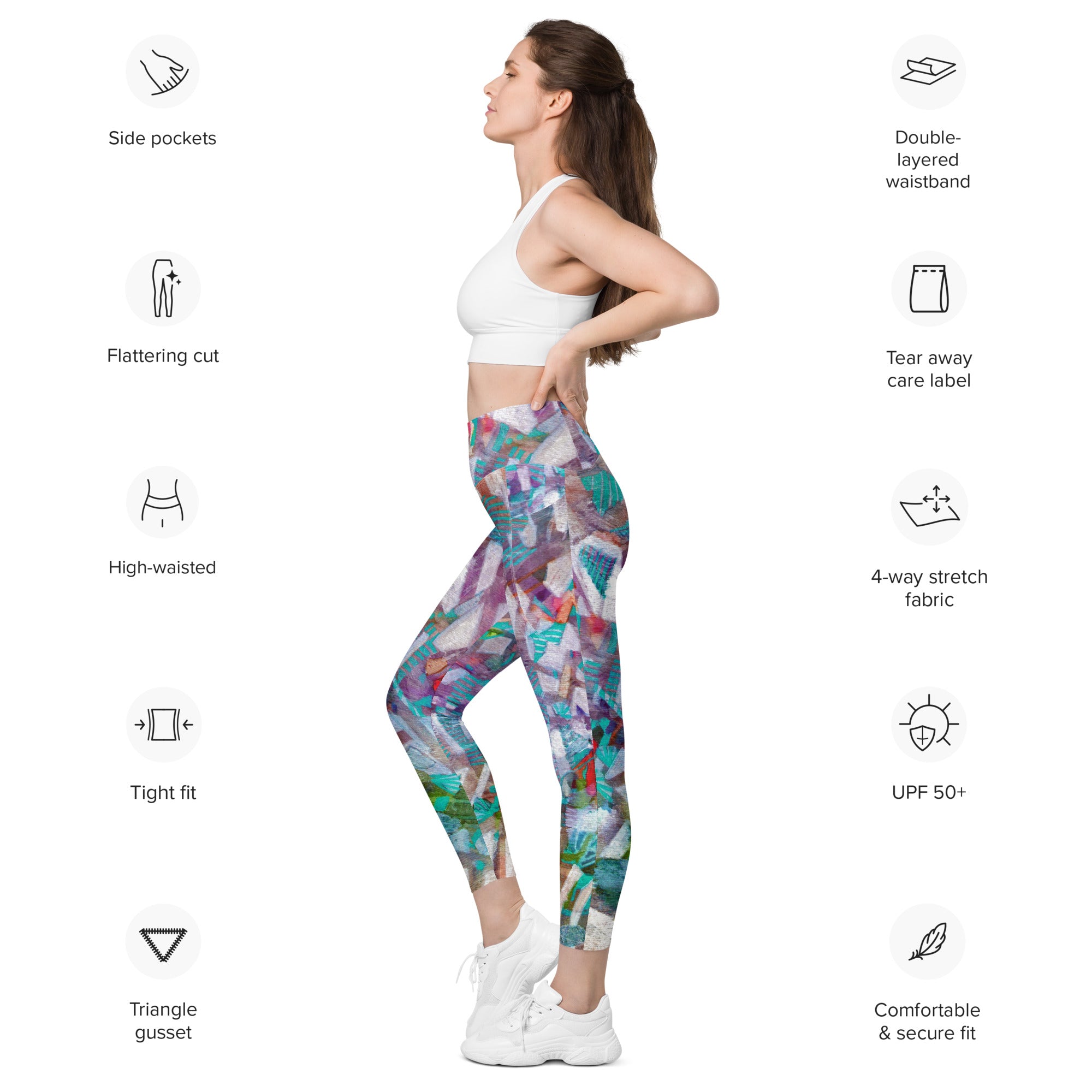 Rising Fog Abstract Leggings with pockets - Art Love Decor