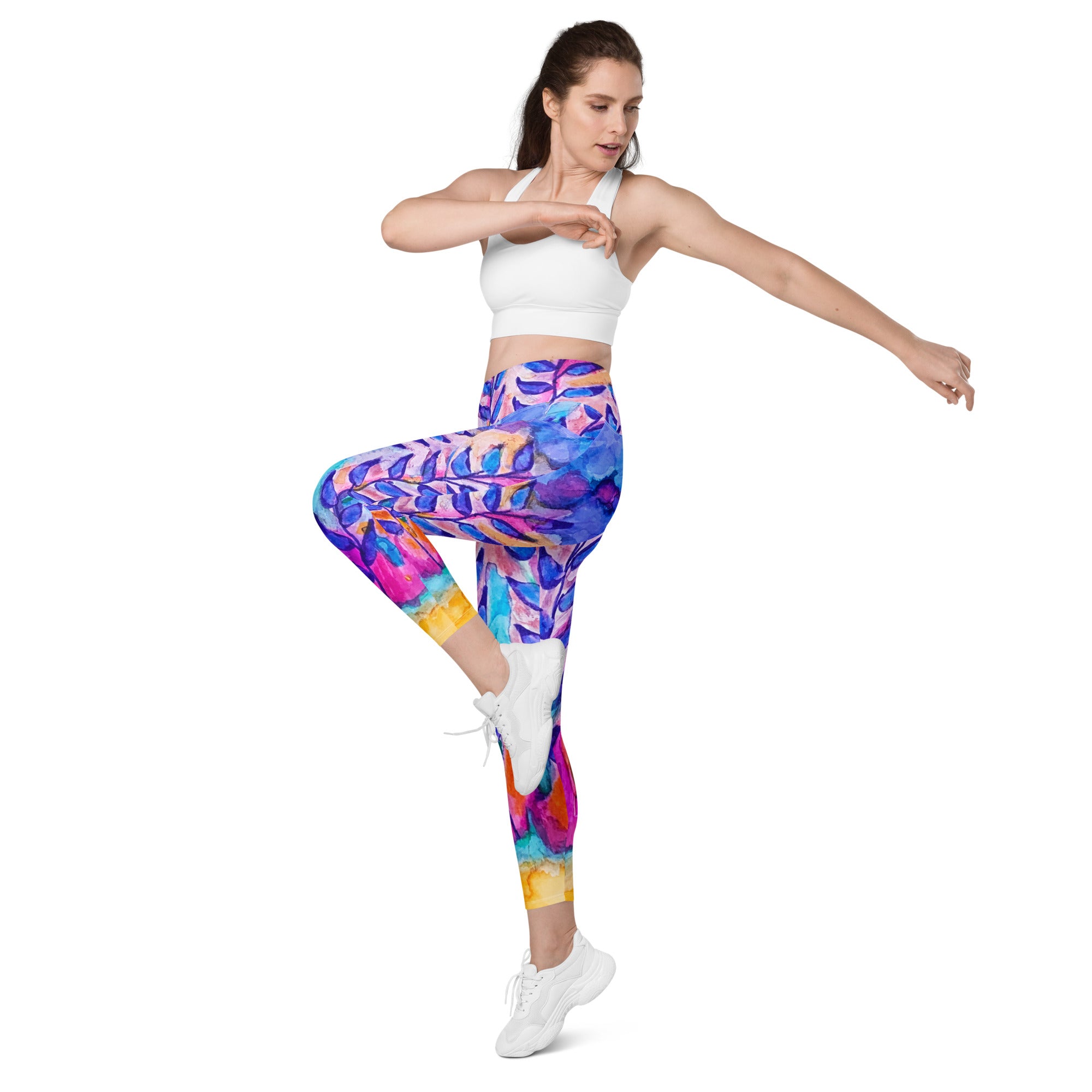 Blue Stems Leggings with pockets - Art Love Decor