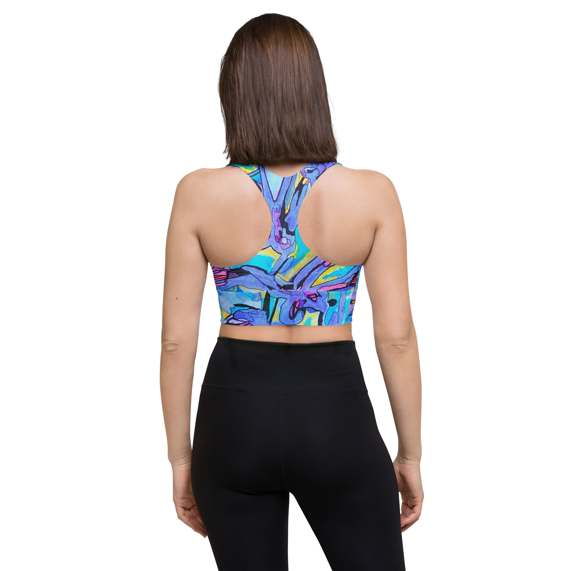 Flower Buds Abstract Longline sports bra - Art Love Decor