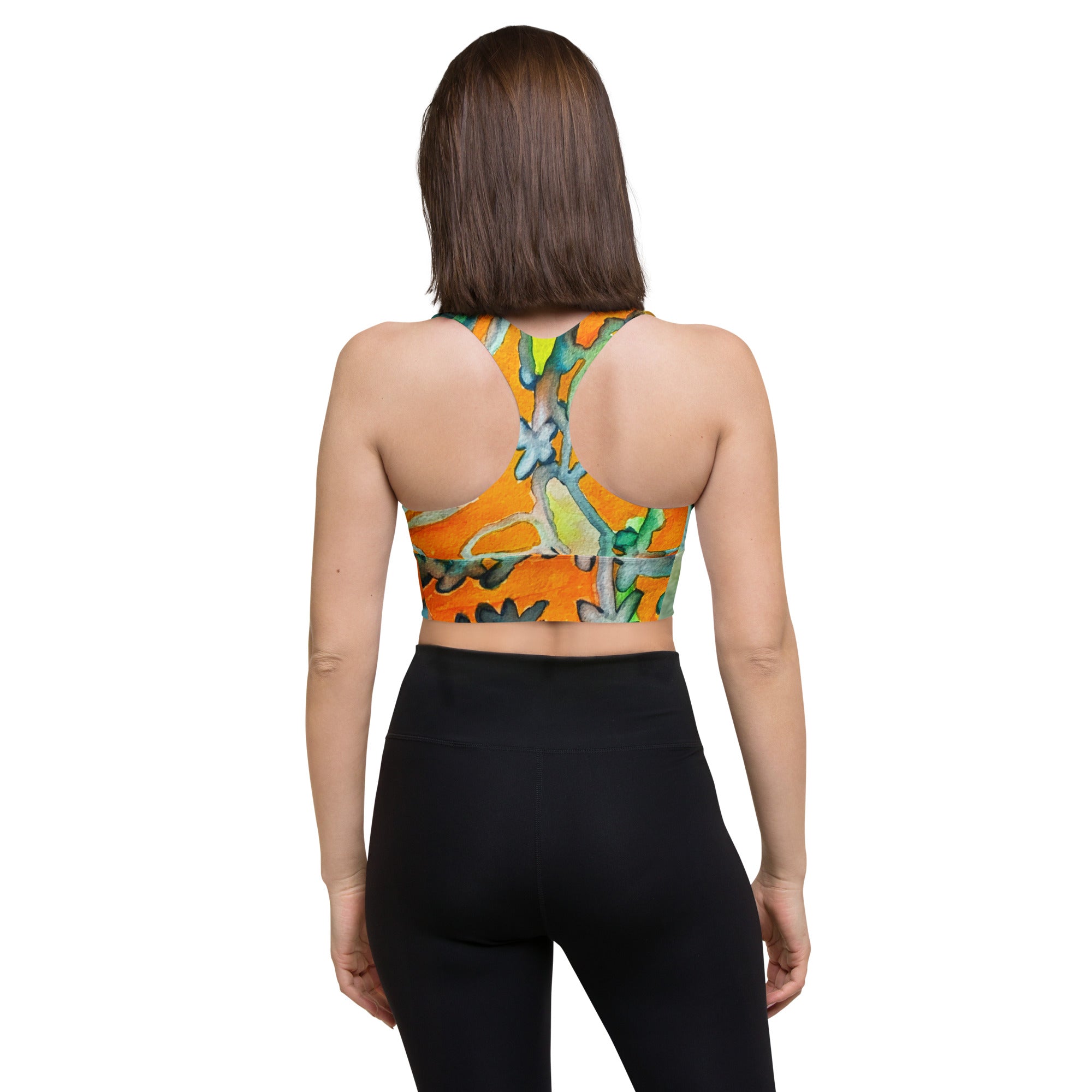 Garden Light Abstract Longline sports bra - Art Love Decor