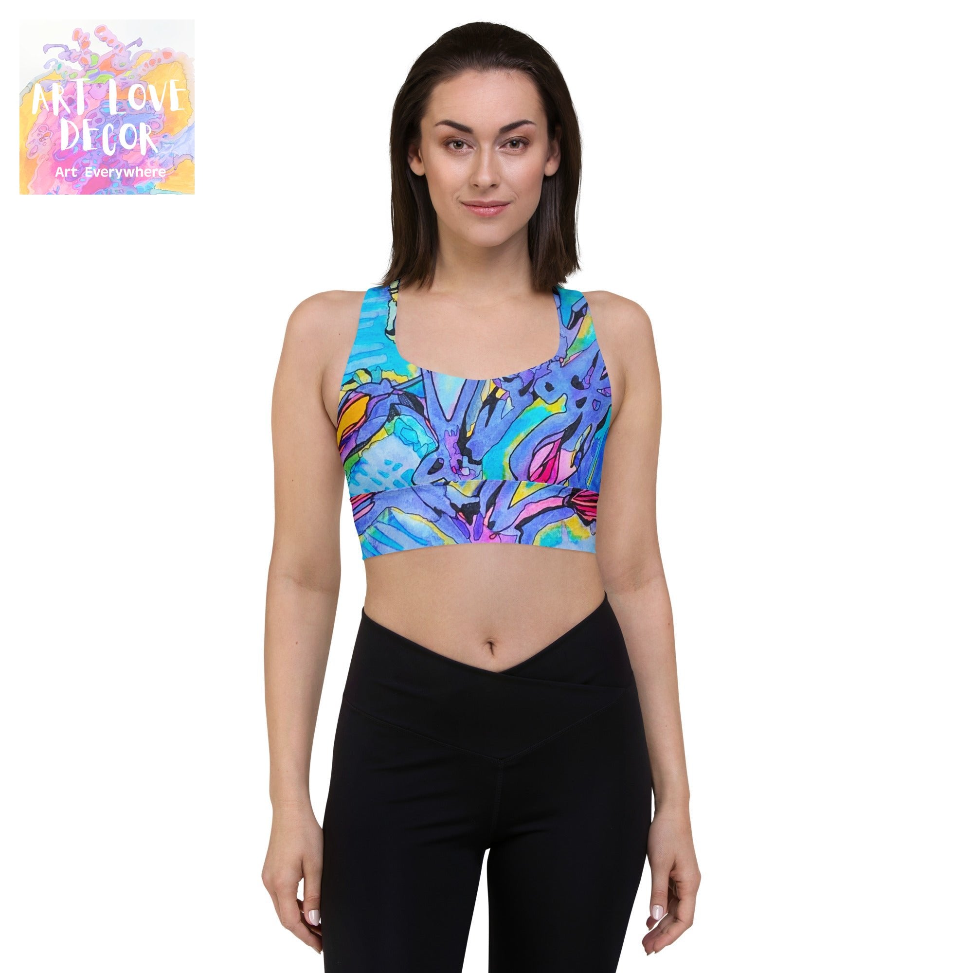 Flower Buds Abstract Longline sports bra - Art Love Decor