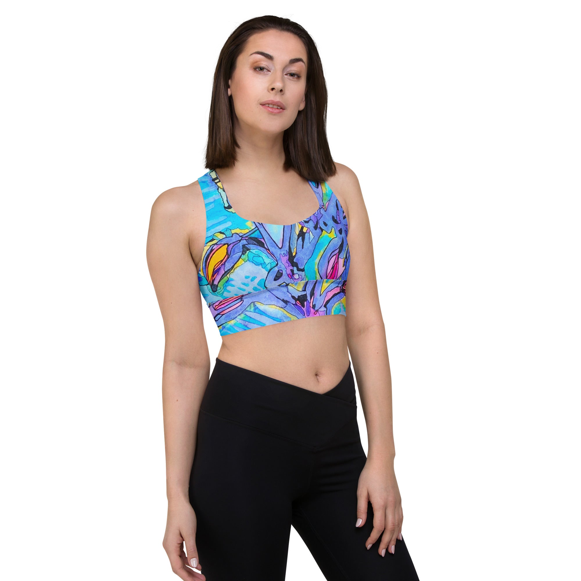 Flower Buds Abstract Longline sports bra - Art Love Decor