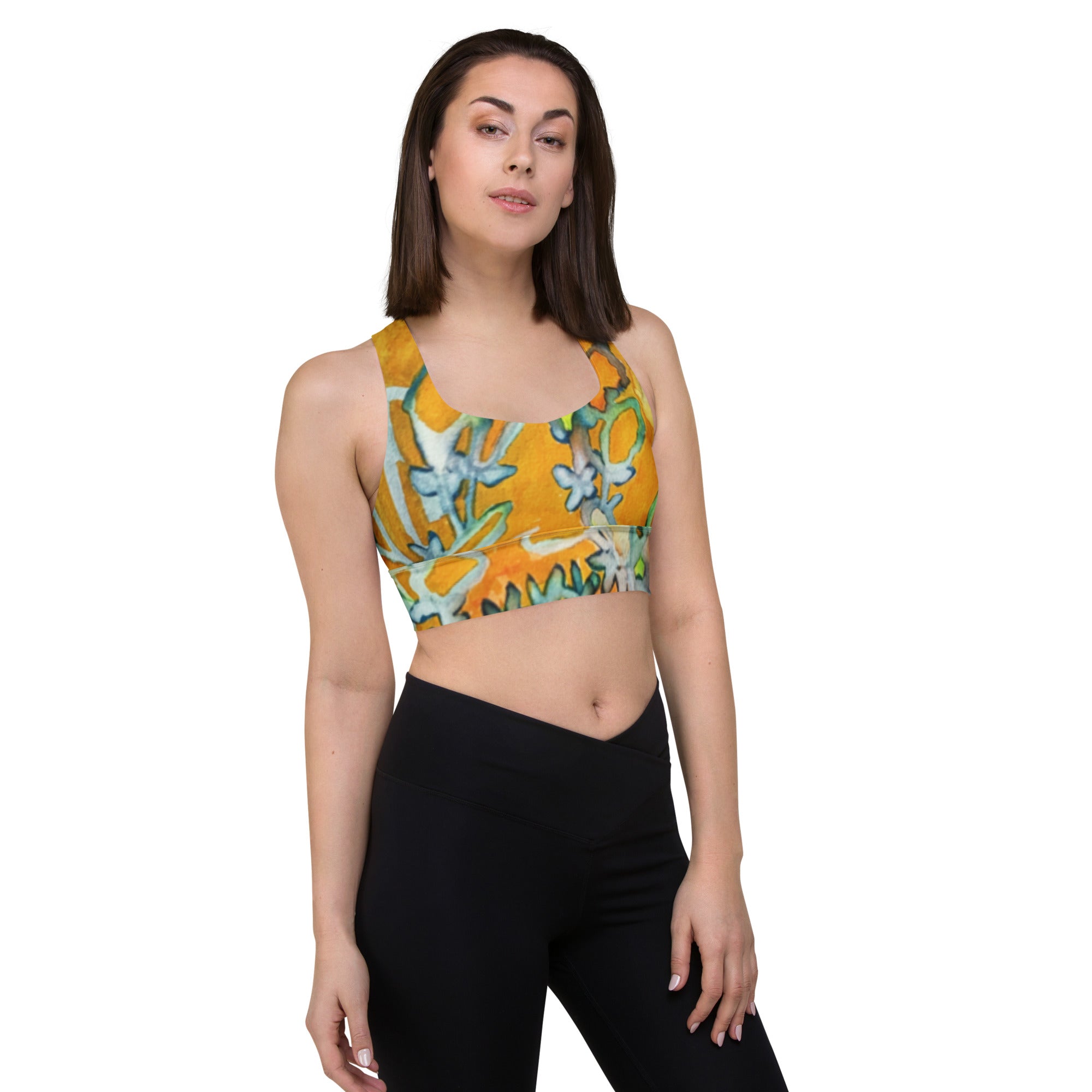 Garden Light Abstract Longline sports bra - Art Love Decor