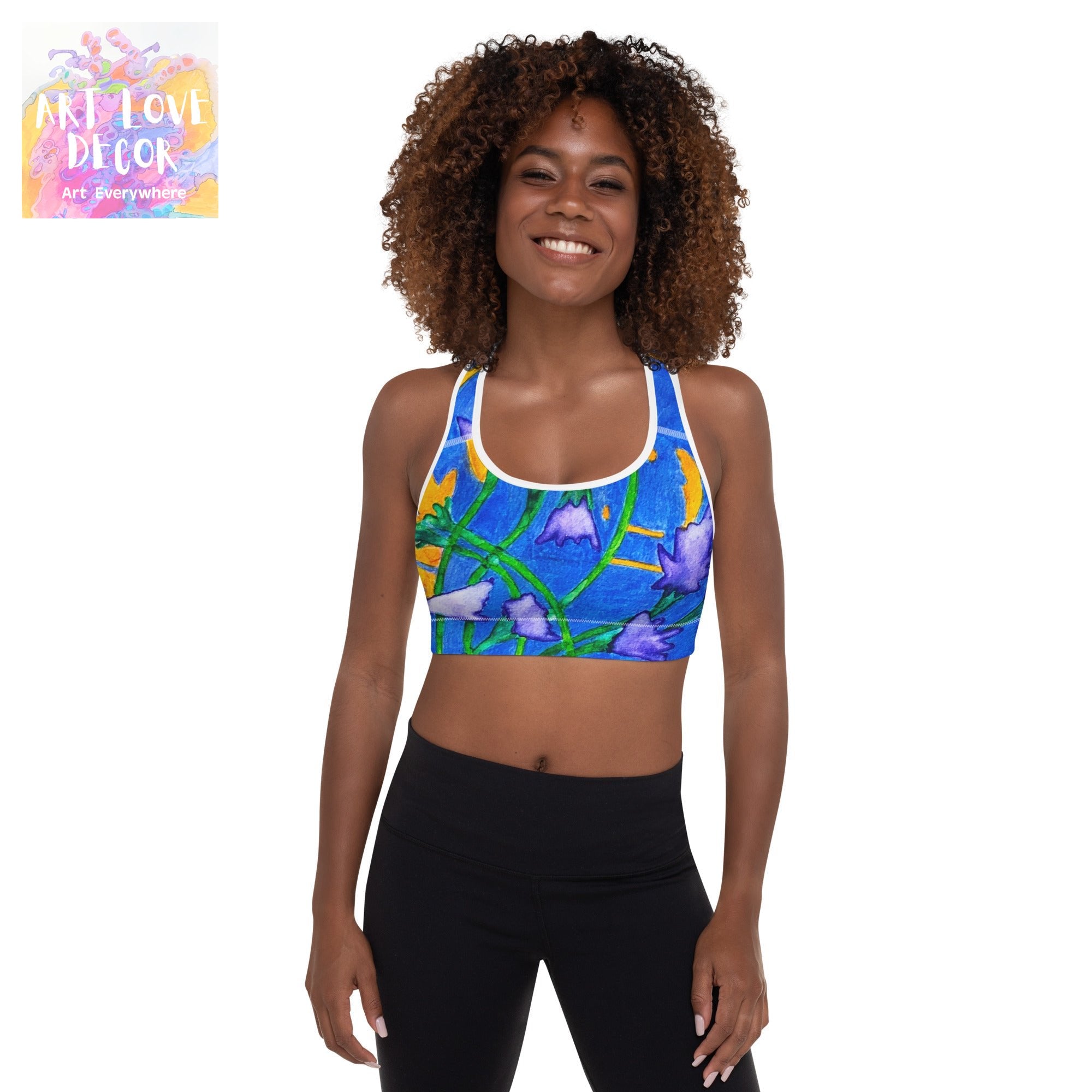 Sunbeam Abstract Padded Sports Bra - Art Love Decor